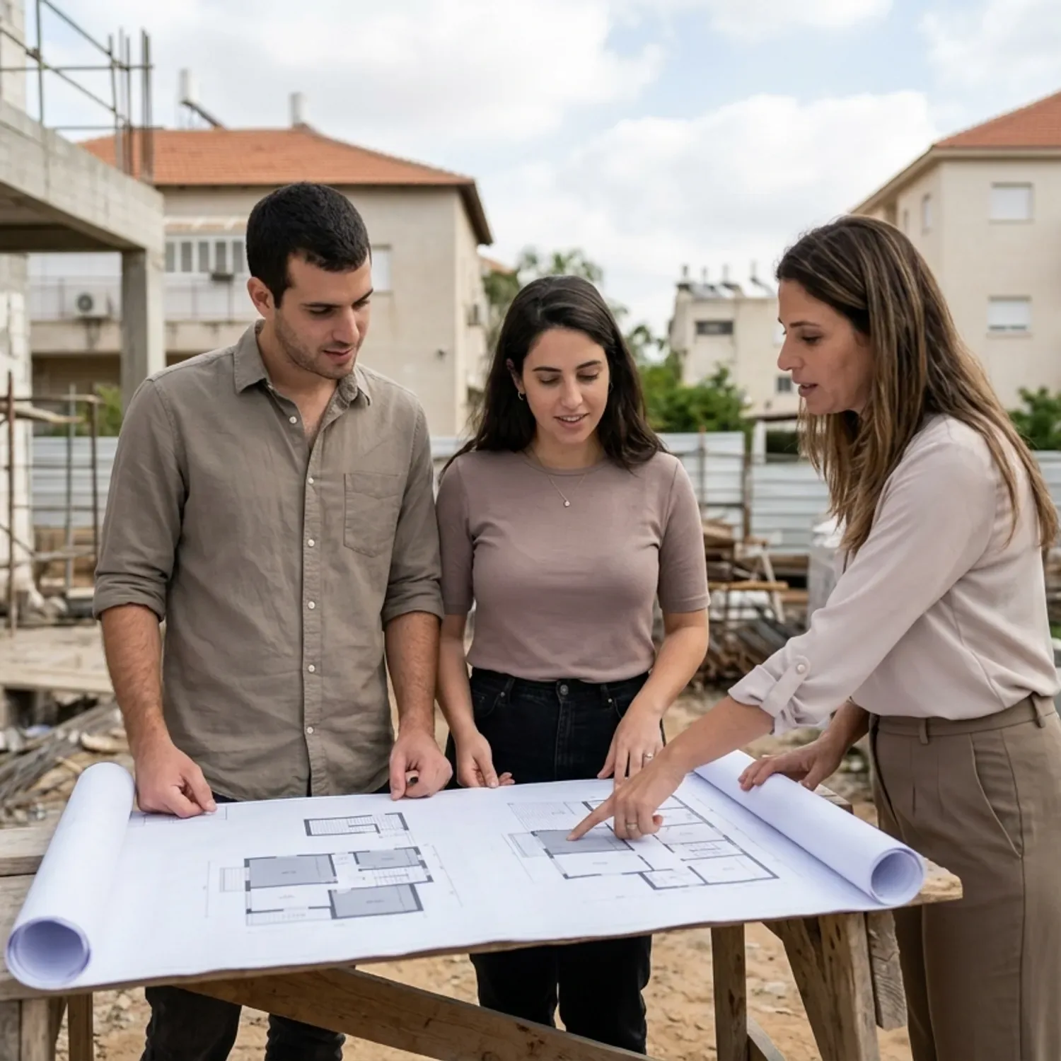 צילום פוטו-ריאליסטי של זוג צעיר וסוכן נדל