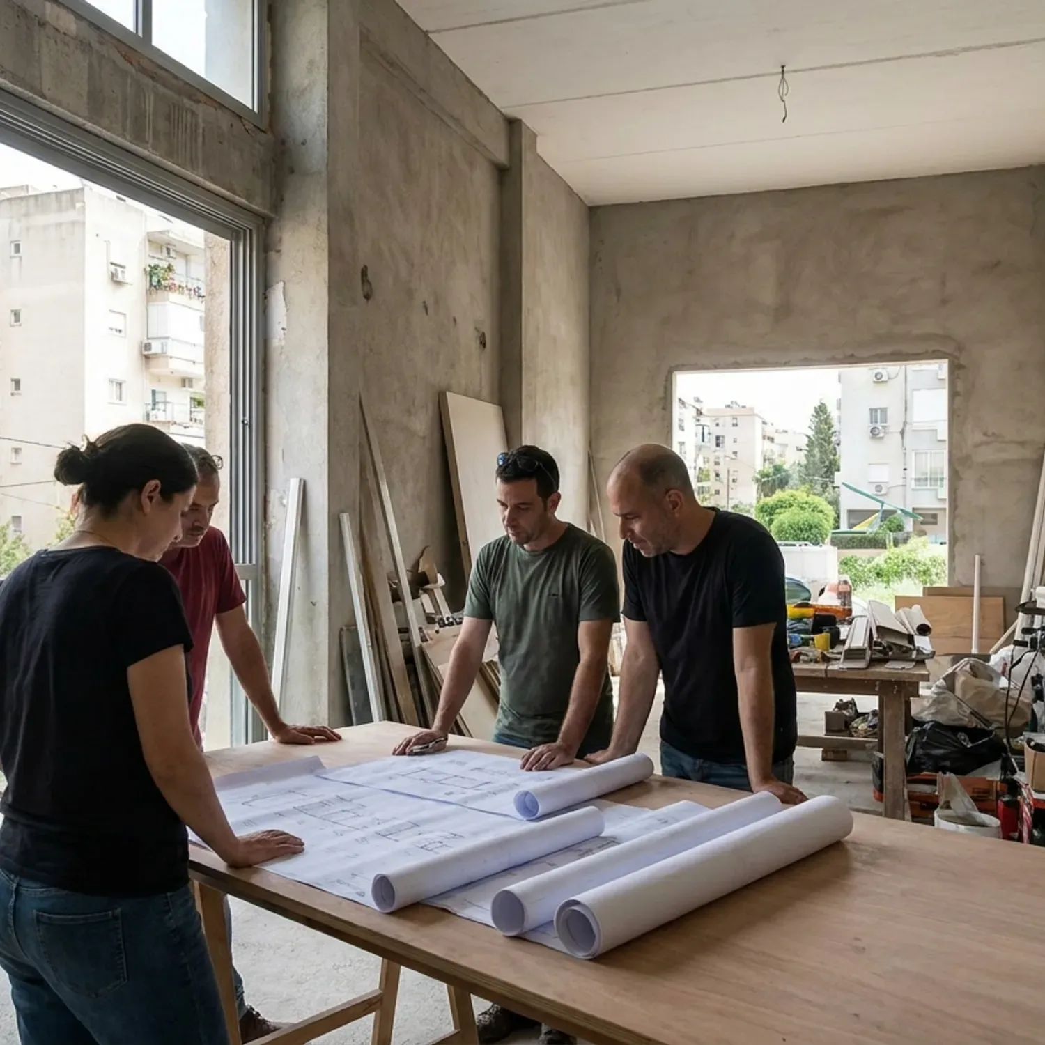 תרשים זרימה צבעוני וברור המדגים את התהליך שעובר בעל נכס מרגע קבלת מכתב התראה על בנייה בלתי חוקית, דרך פנייה למשרד אדריכלים, הכנת תוכניות, אישור ועדה ועד לקבלת תעודת הכשרה רשמית