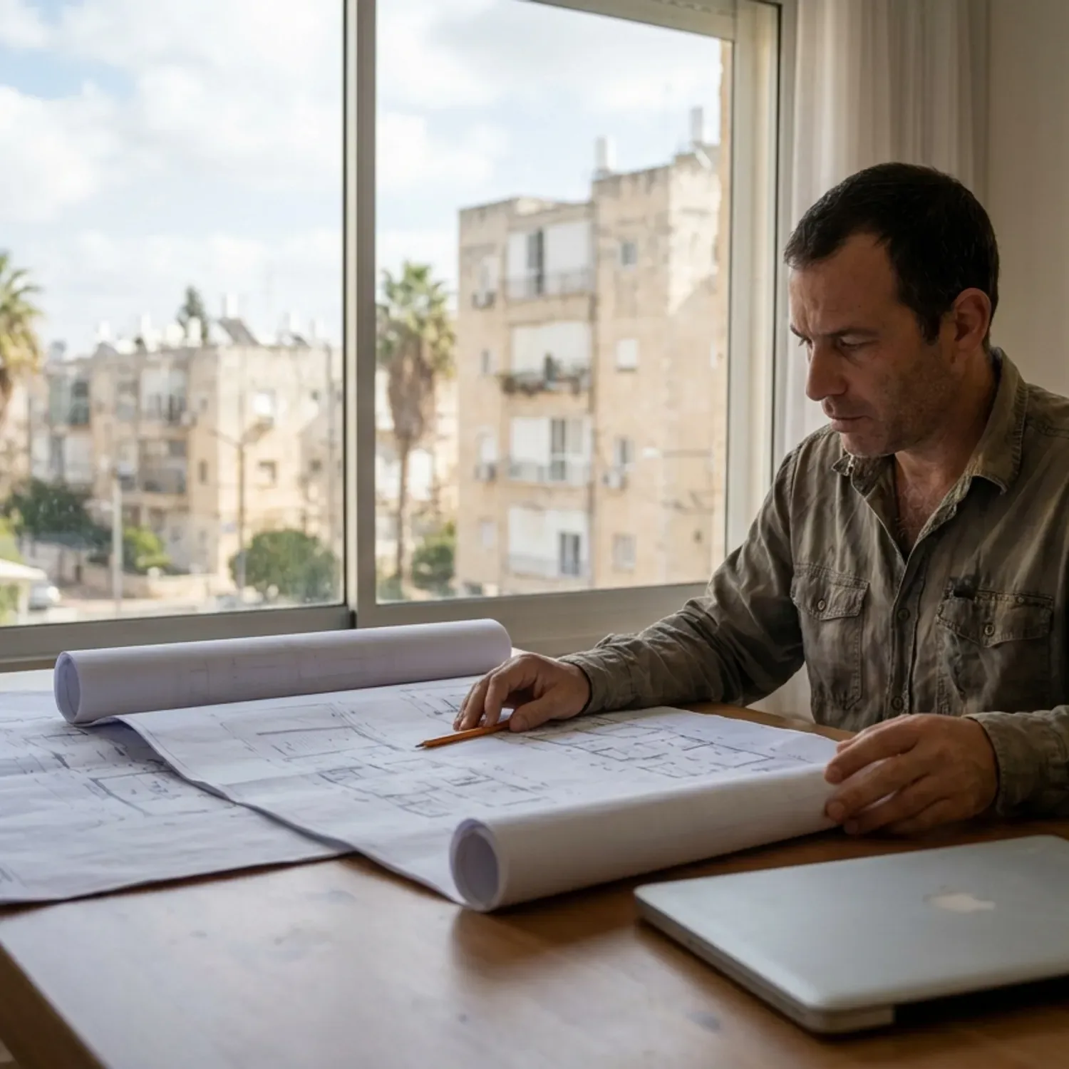 תרשים המציג את שיטת העבודה הייחודית של המשרד הכוללת שלוש מחלקות מחלקת חוקים וזכויות מחלקת תכנון אדריכלי ומחלקת רישוי המסביר את הסינרגיה ביניהן