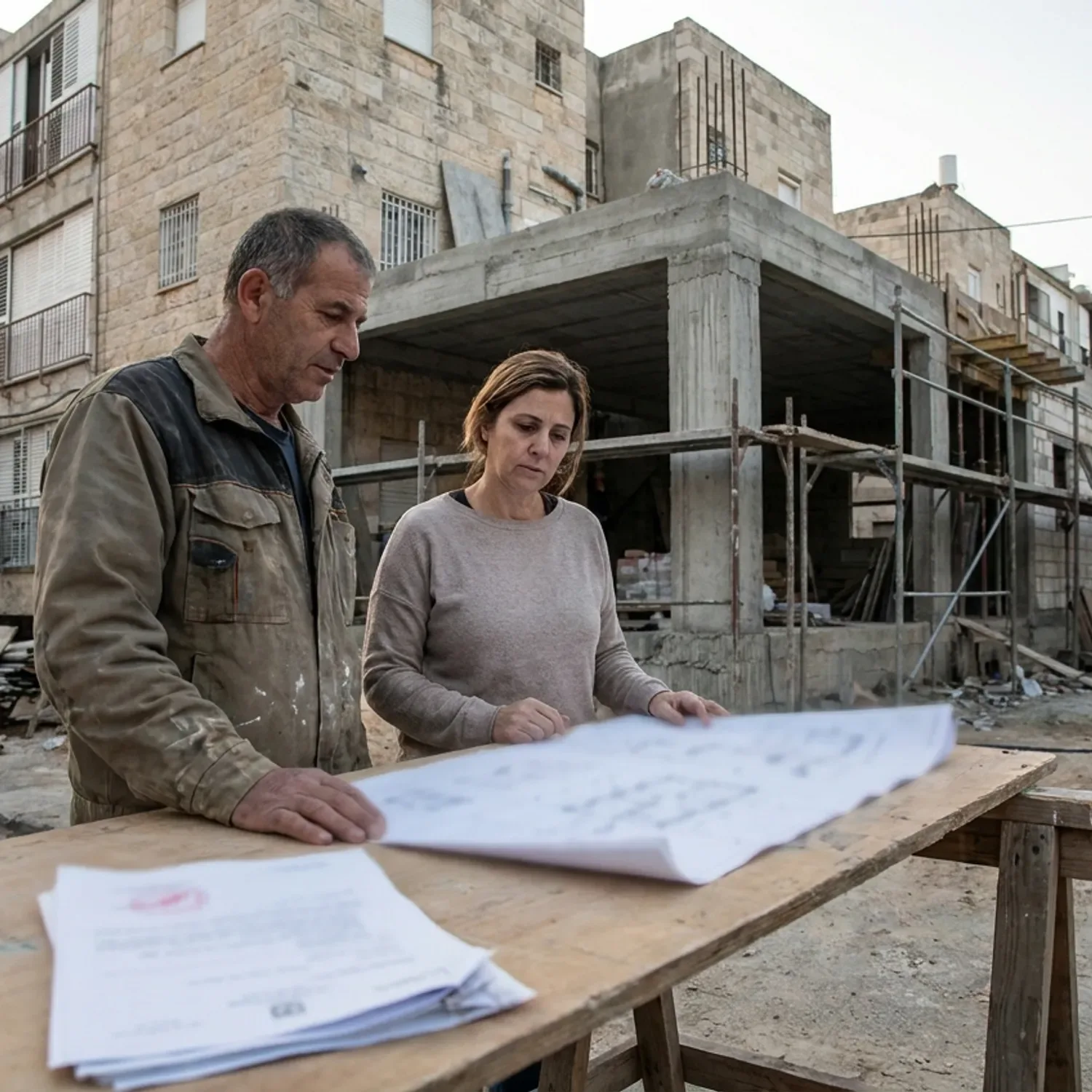 תרשים זרימה המתאר את השלבים מרגע קבלת התראת קנס ועד להסדרת המבנה או הריסתו